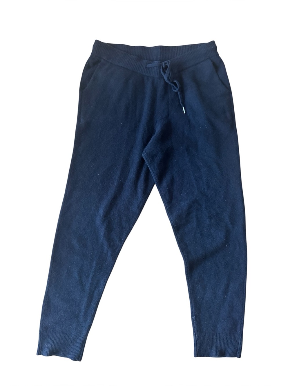 Quince Mens Mongolian Cashmere Jogger Pant Black Large Elastic Waist Knit